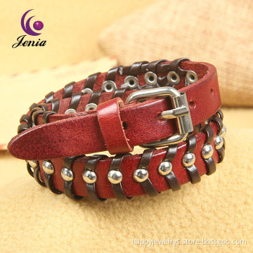 Jenia Unisex Fashion Button And Colorful Leather Punk Bracelet